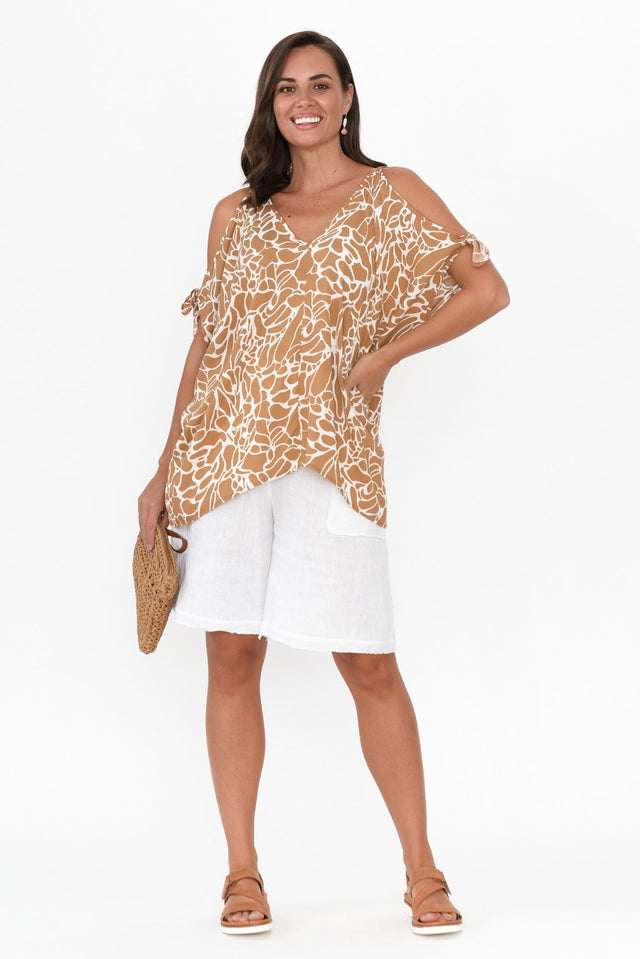 Avalee Tan Abstract Cold Shoulder Top image 3