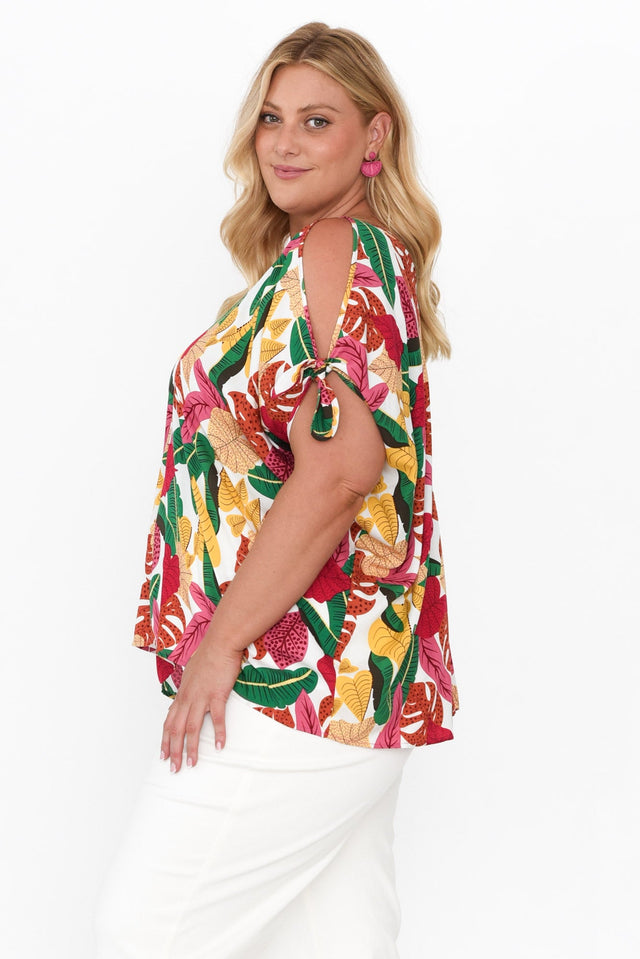 Avalee White Jungle Cold Shoulder Top