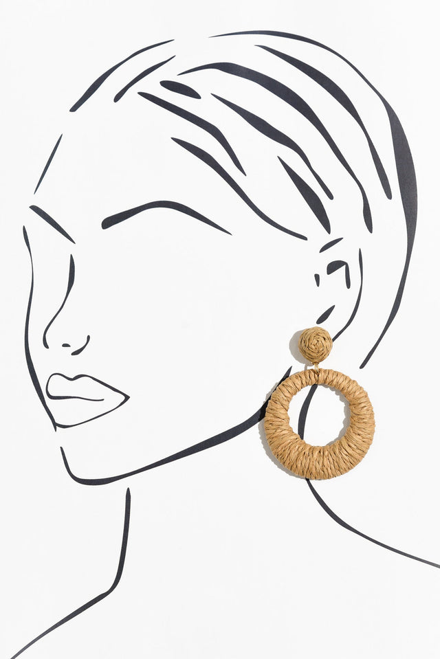 Aveta Natural Rattan Disc Earrings