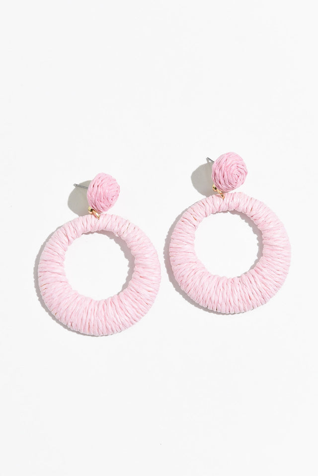 Aveta Pink Rattan Disc Earrings image 1