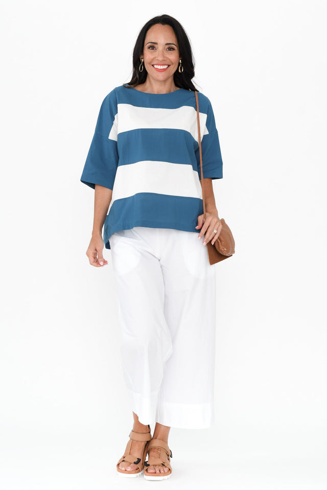 Balos Blue Stripe Cotton Poplin Top banner image