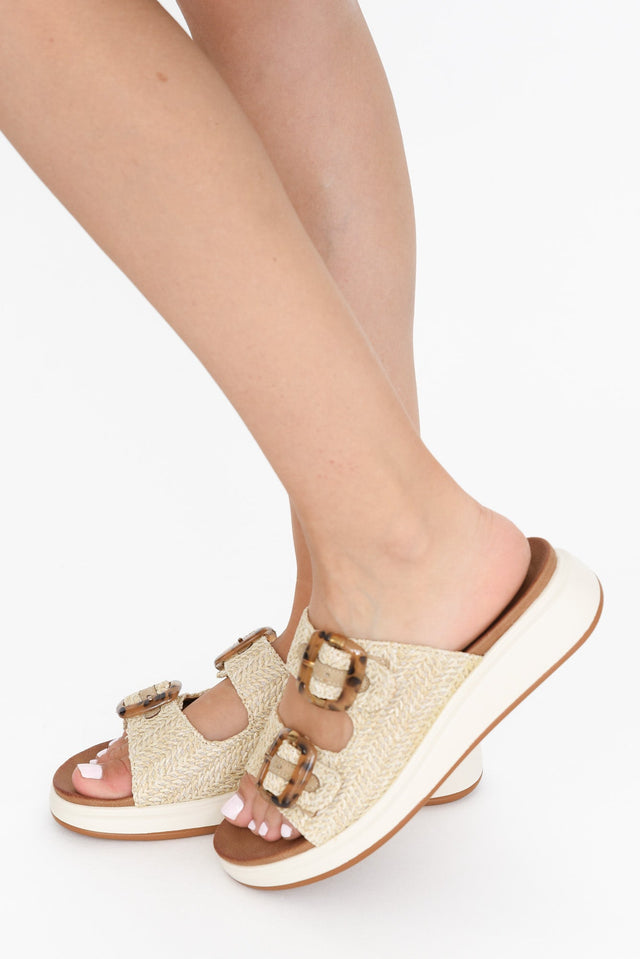 Beacon Beige Raffia Platform Slide