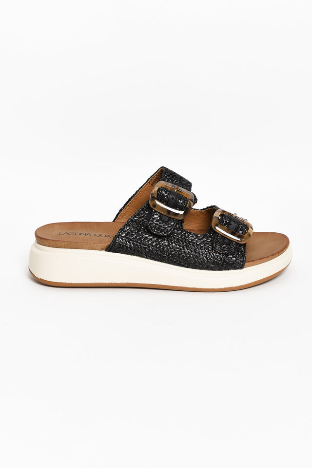 Beacon Black Raffia Platform Slide image 5