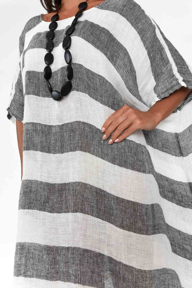 Belize Black Stripe Linen Kaftan image 6