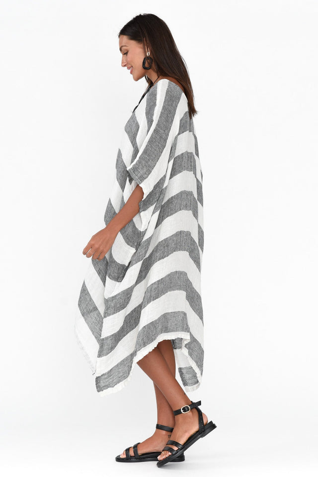 Belize Black Stripe Linen Kaftan image 4