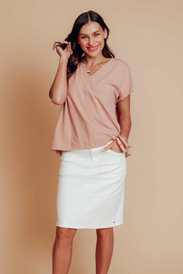 Belle White Stretch Denim Skirt