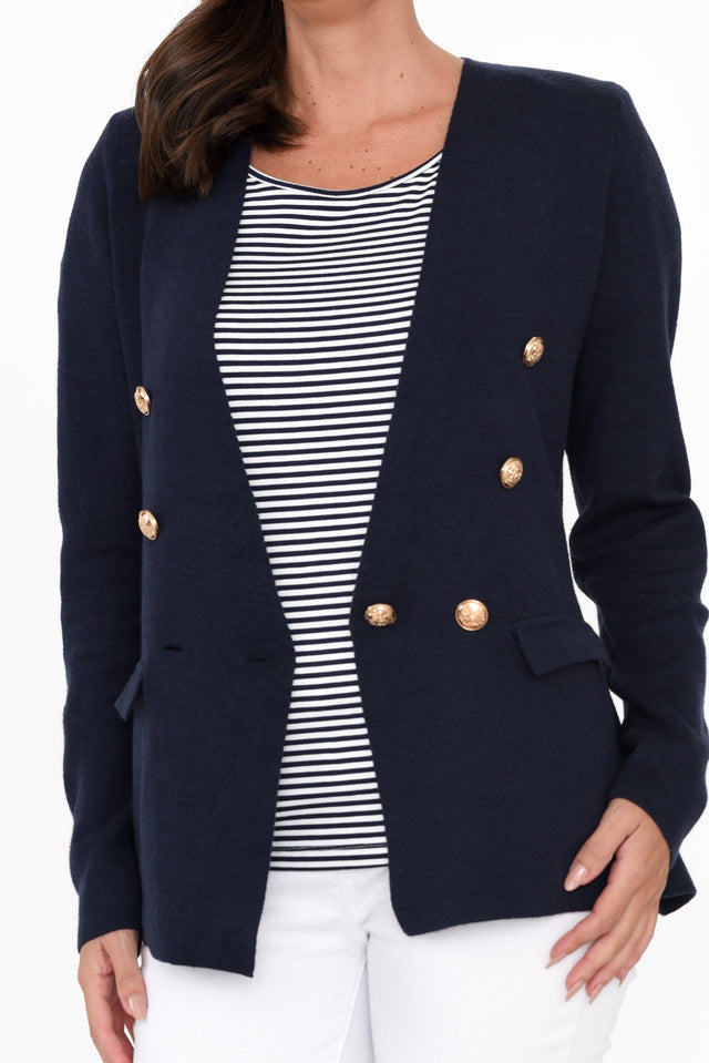 Beverly Navy Knit Blazer Cardigan