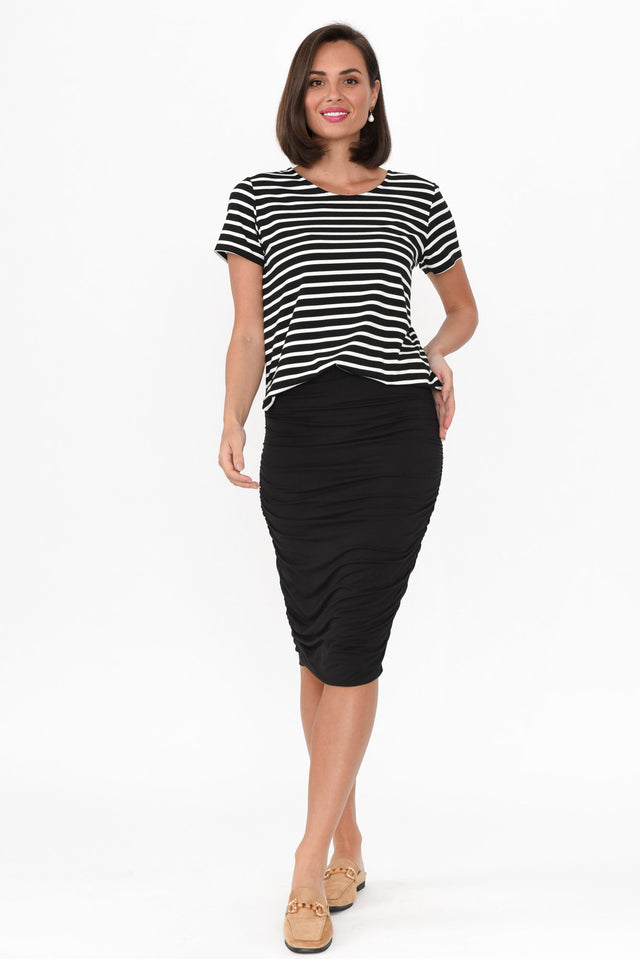 Black Bamboo Ruched Skirt
