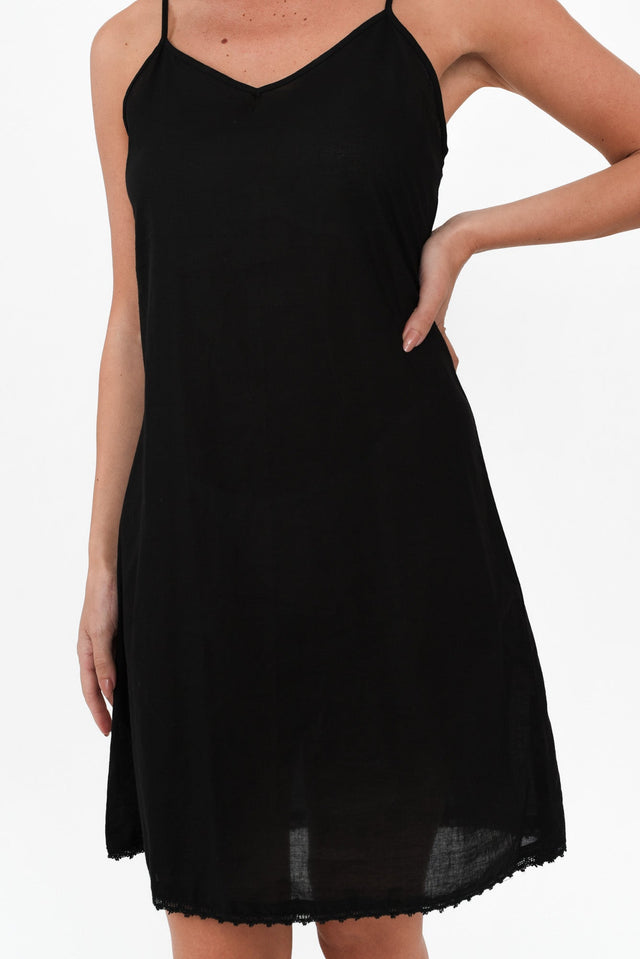 Black Cotton Slip Dress image 5