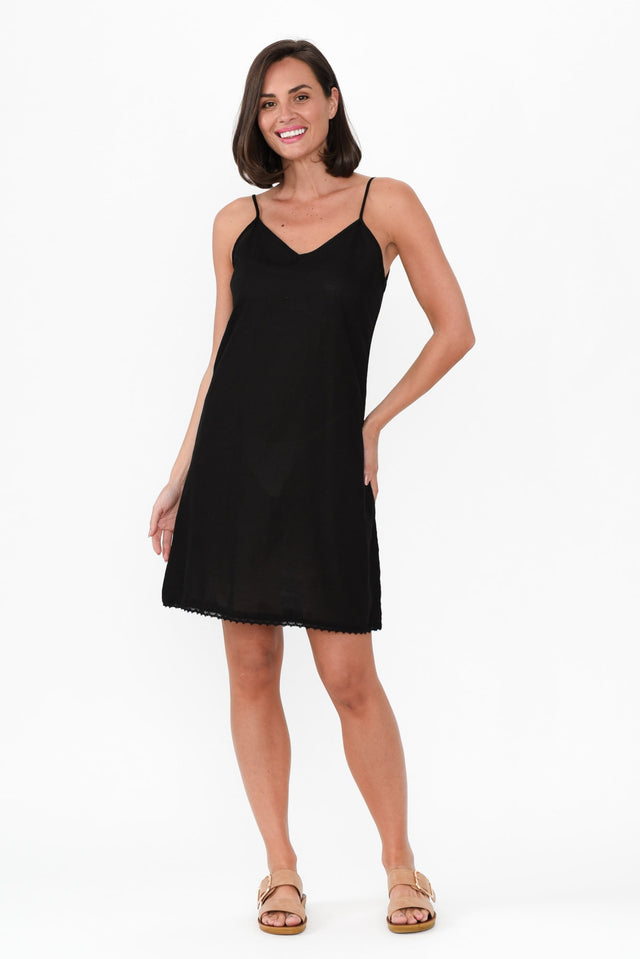 Black Cotton Slip Dress image 6