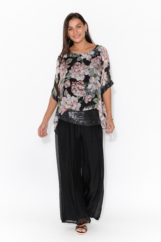 Laurier Black Silk Wide Leg Pants image 3