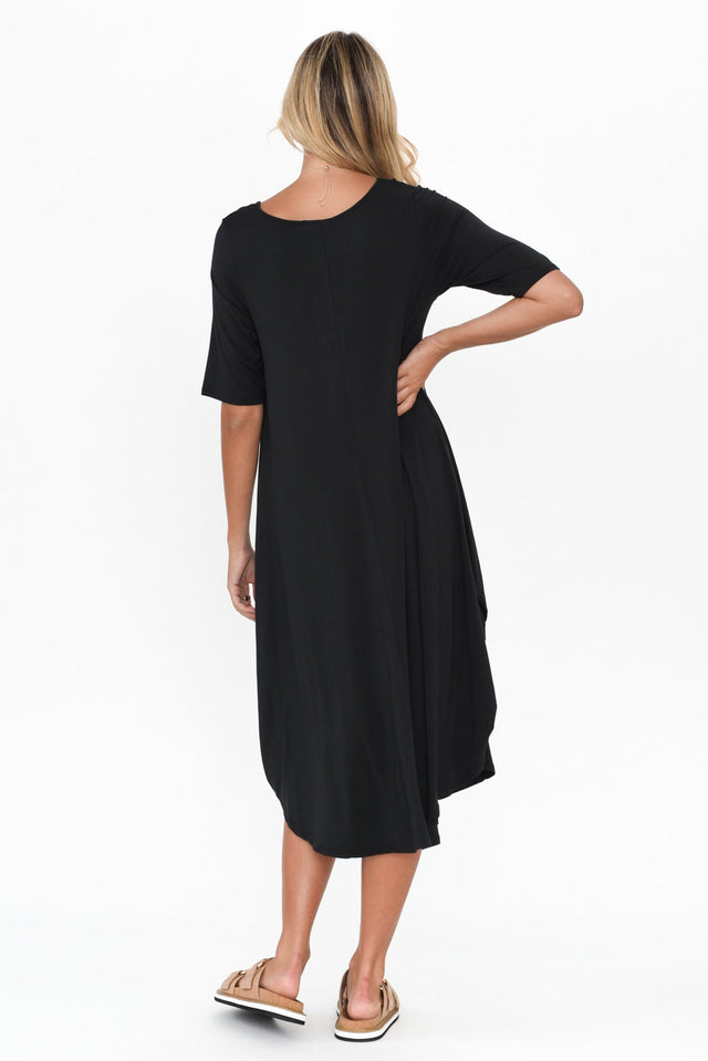 Black Micro Modal Tri Drape Dress image 6