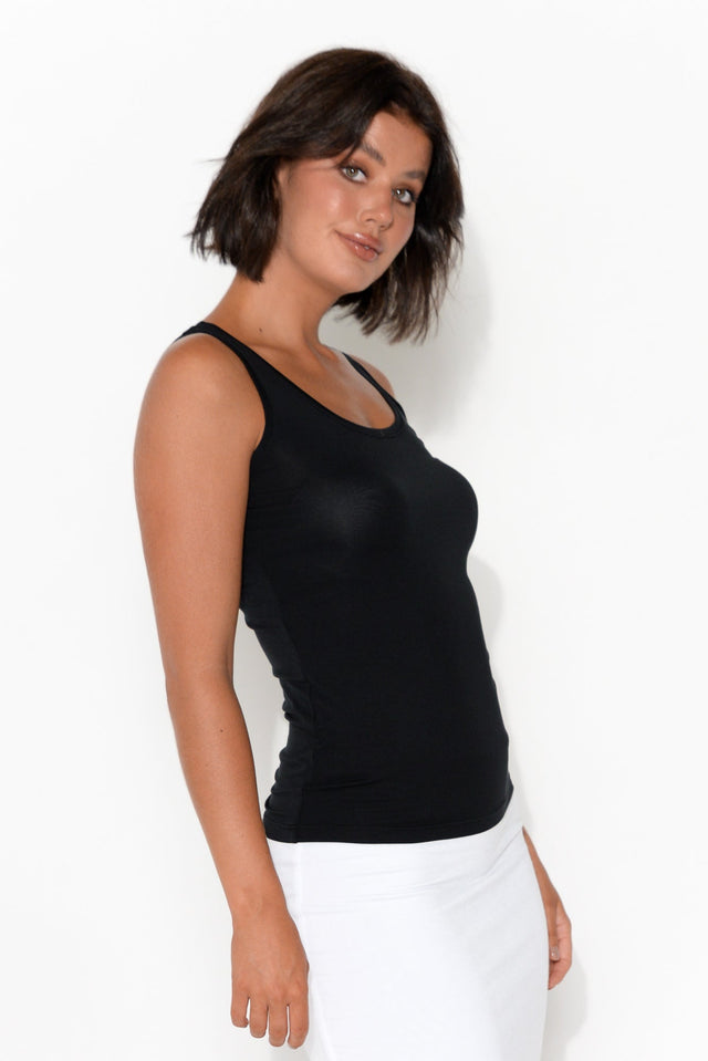 Black Micro Modal Scoop Singlet