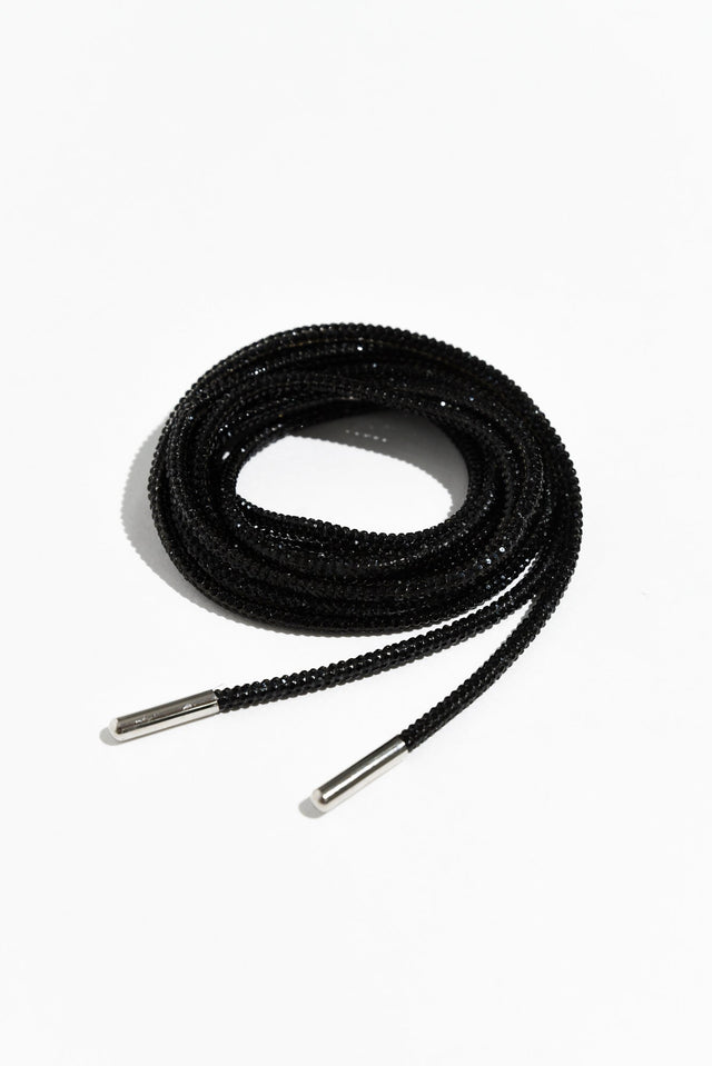 Bling Black Diamonte Shoe Laces image 1