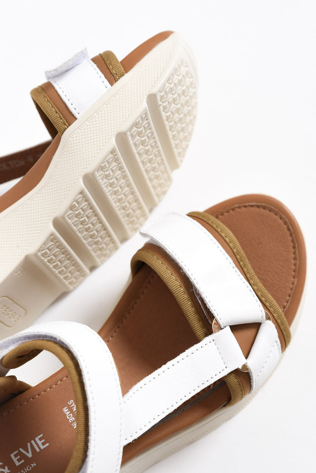 Bolton White Leather Velcro Sandal