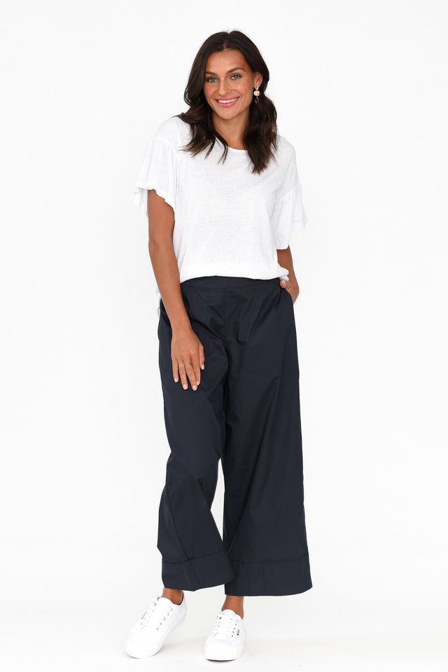 Bradie Navy Cotton Wide Leg Pants image 6