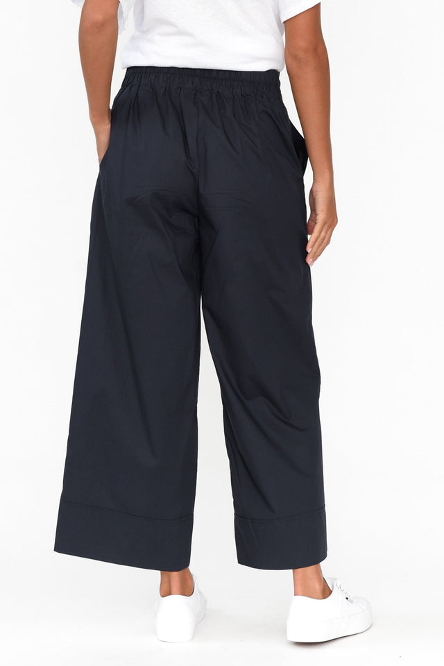 Bradie Navy Cotton Wide Leg Pants