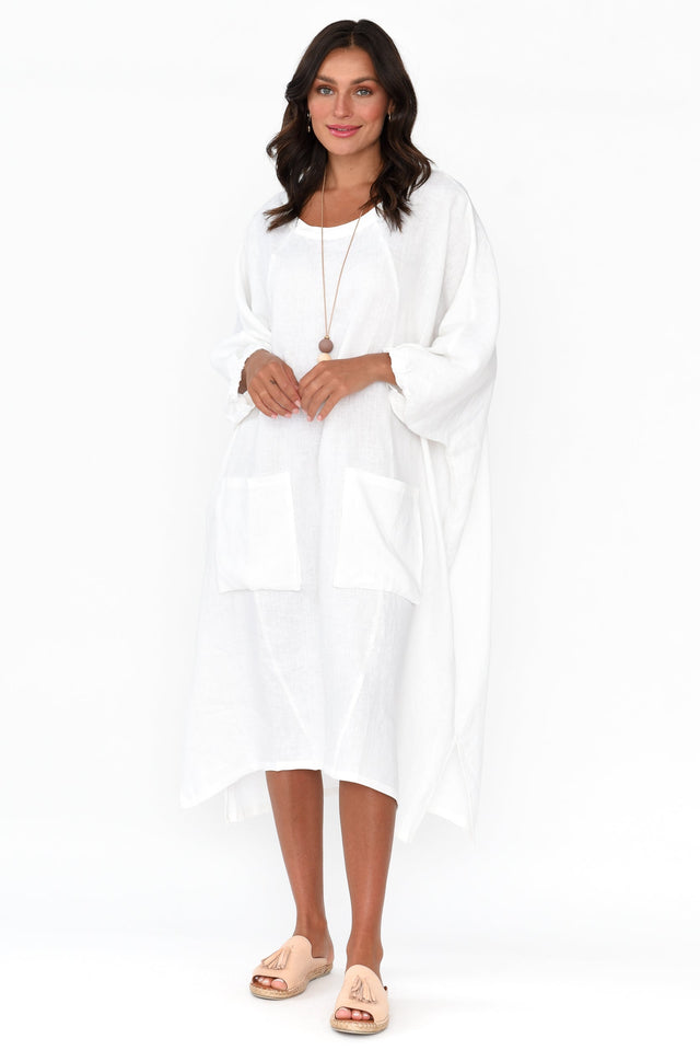 Bradshaw White Linen Pocket Dress image 5