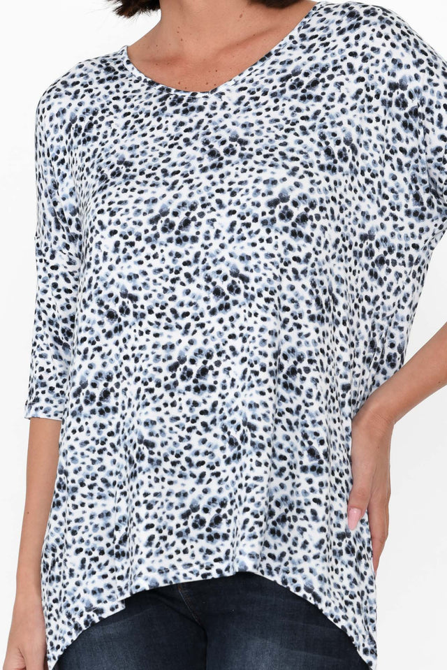 Brielle Snow Leopard Bamboo V Neck Top image 6