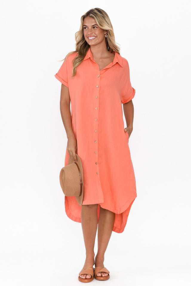 Briony Melon Linen Cotton Shirt Dress banner image