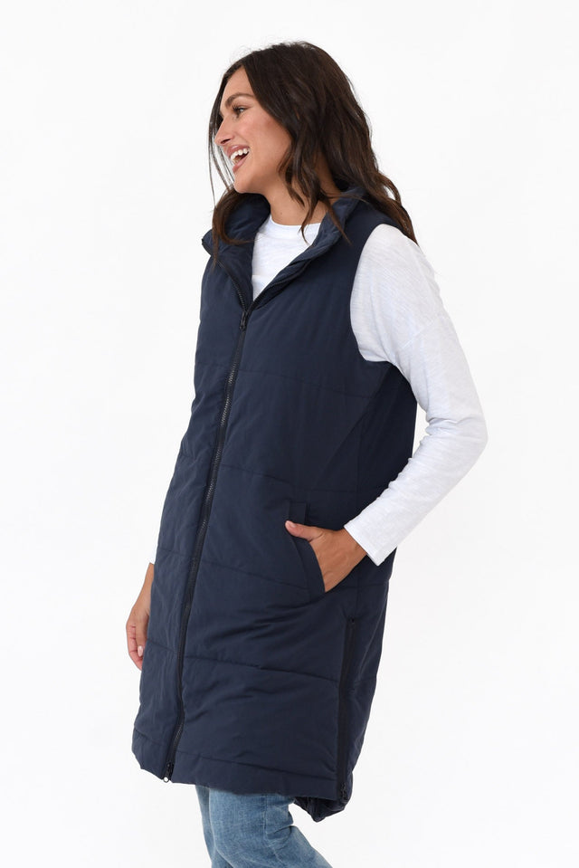 Bryce Navy Long Puffer Vest