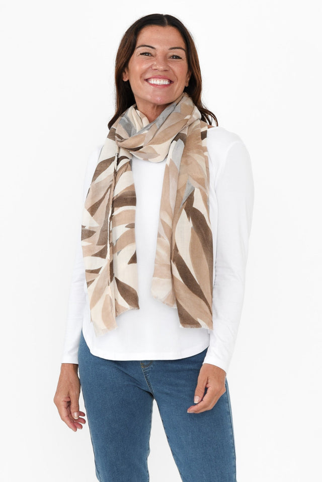 Burdekin Taupe Leaf Scarf