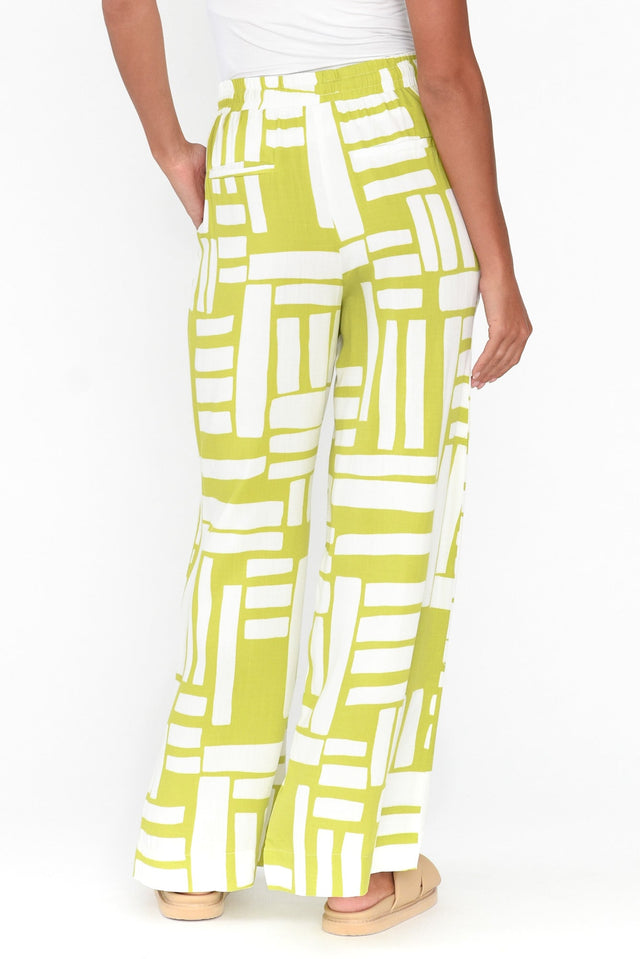 Burrows Green Abstract Wide Leg Pants image 5