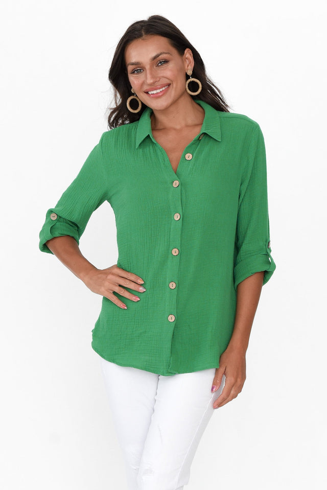 Byron Green Cotton Shirt neckline_V Neck  image 2