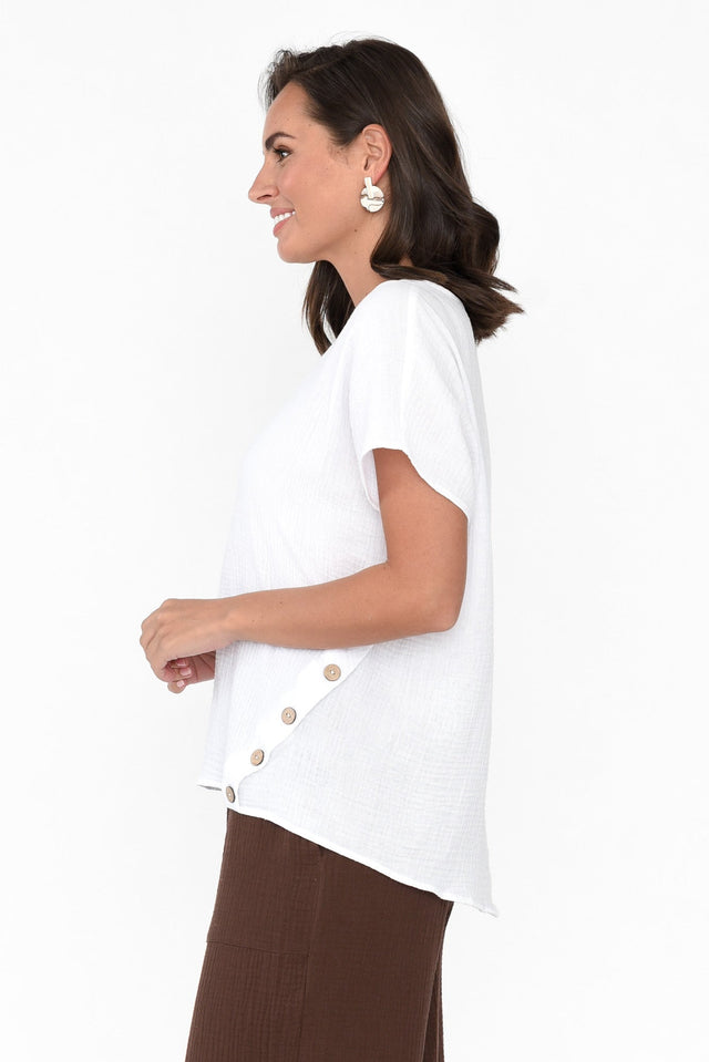 Byron White Cotton Button Top