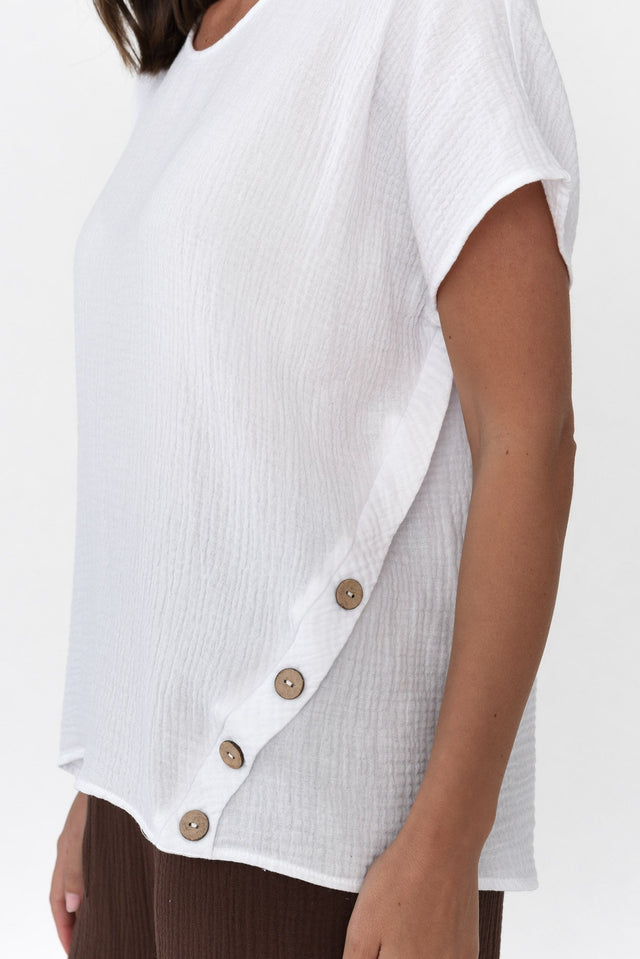 Byron White Cotton Button Top