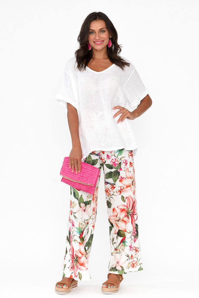 Caelia Pink Floral Linen Cotton Pants banner image