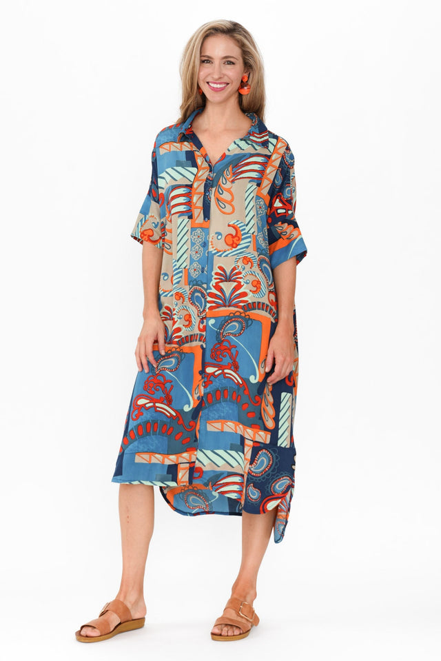 Camps Navy Geo Collared Dress image 7