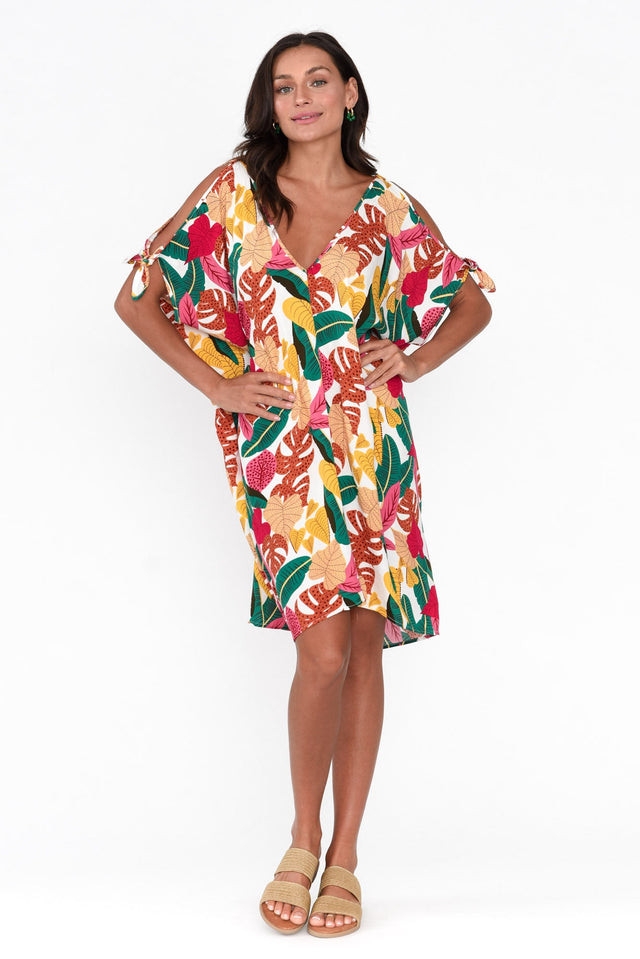 Candice White Jungle Cold Shoulder Kaftan image 7