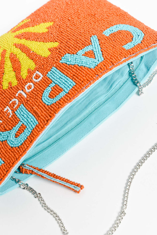 Capri Orange Beaded Clutch image 3