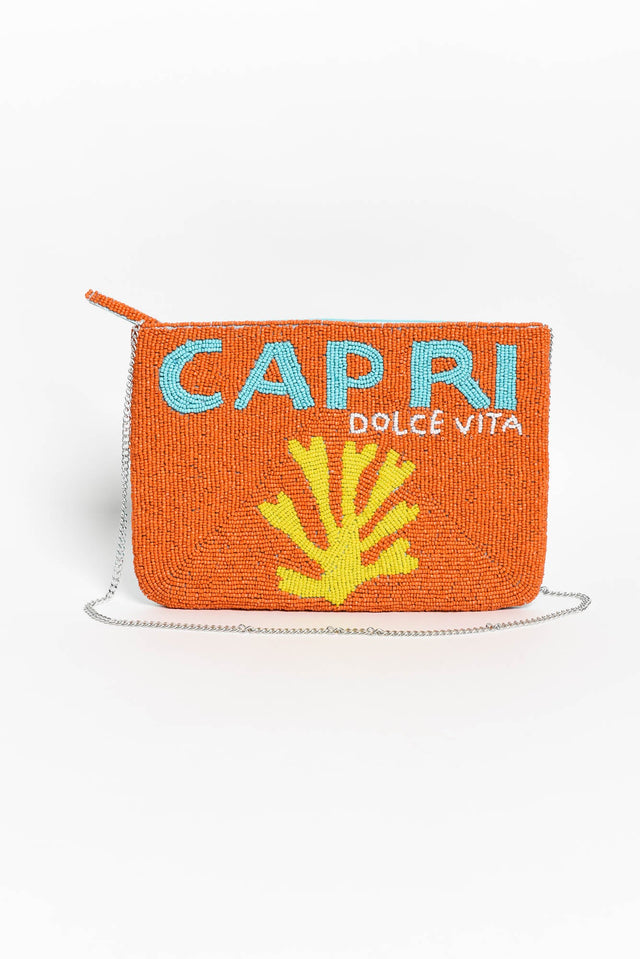 Capri Orange Beaded Clutch image 1