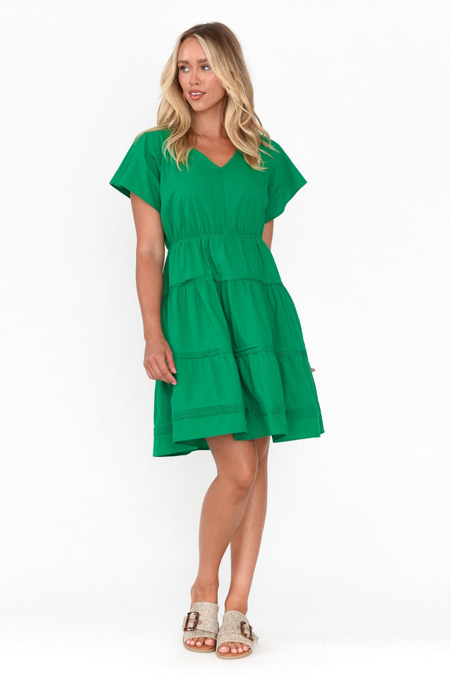 Capulet Green Cotton Tier Dress image 7