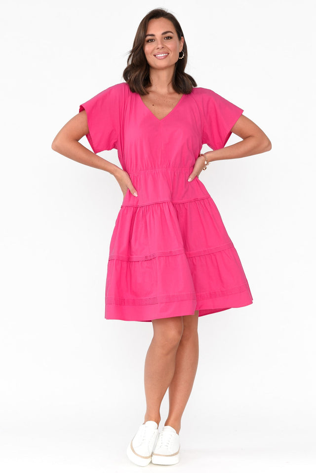 Capulet Hot Pink Cotton Tier Dress