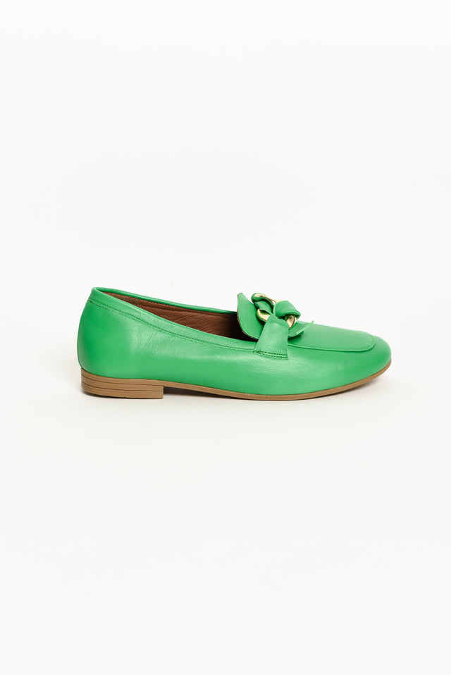 Carlie Green Leather Twist Loafer