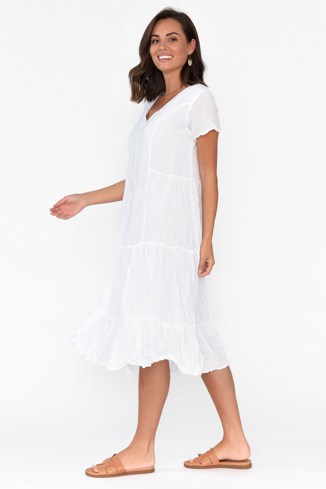 Carmen White Crinkle Cotton Dress image 3