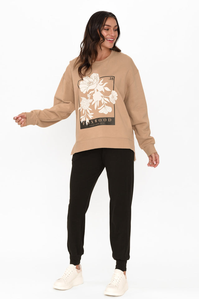 Carnation Tan Cotton Crew Sweater