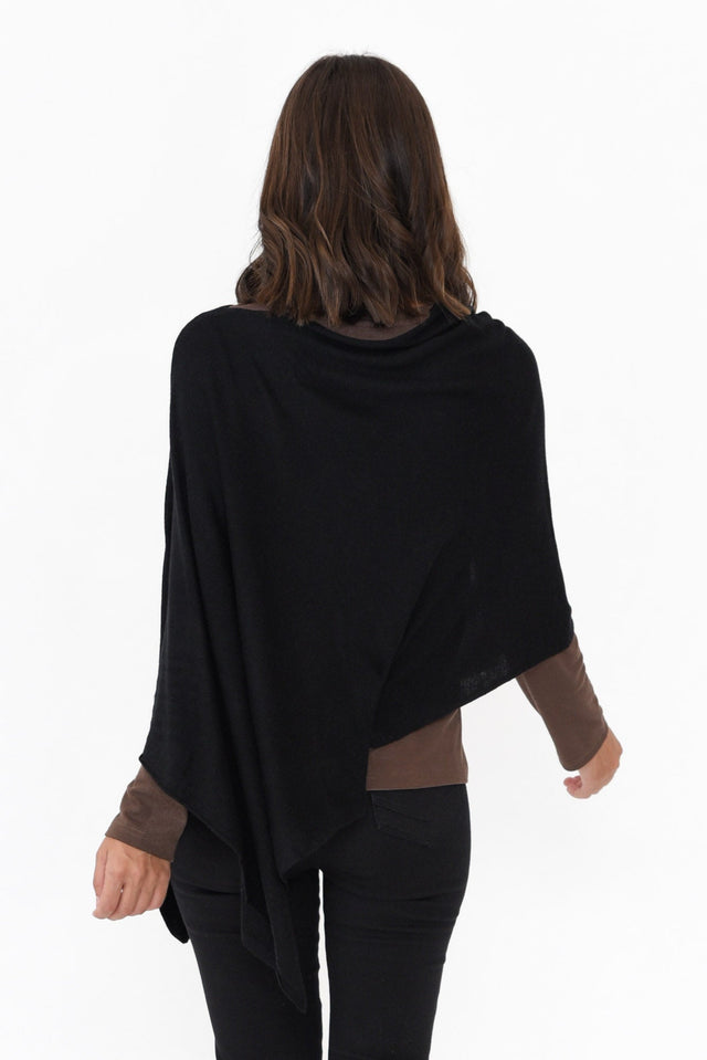 Carrie Black Cashmere Bamboo Poncho image 5