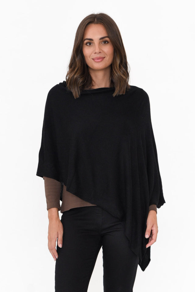 Carrie Black Cashmere Bamboo Poncho image 1