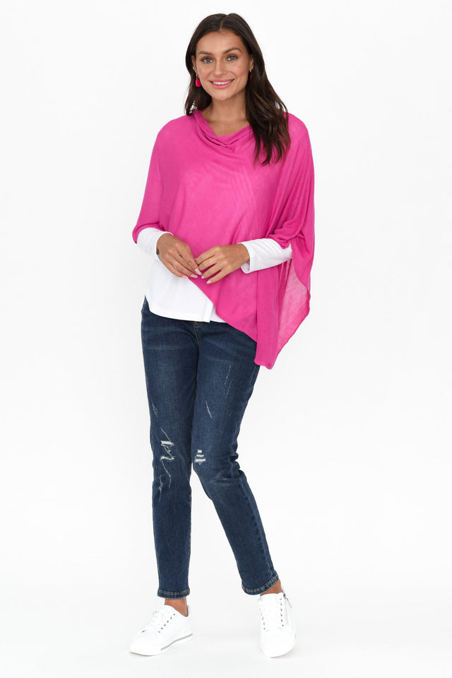 Carrie Magenta Cashmere Bamboo Poncho image 7