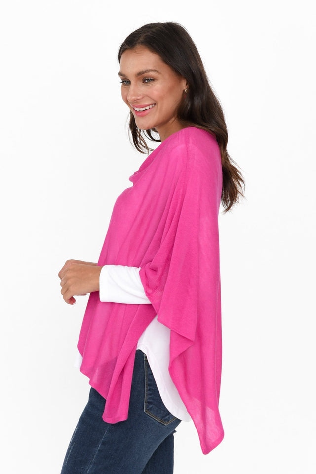 Carrie Magenta Cashmere Bamboo Poncho image 3