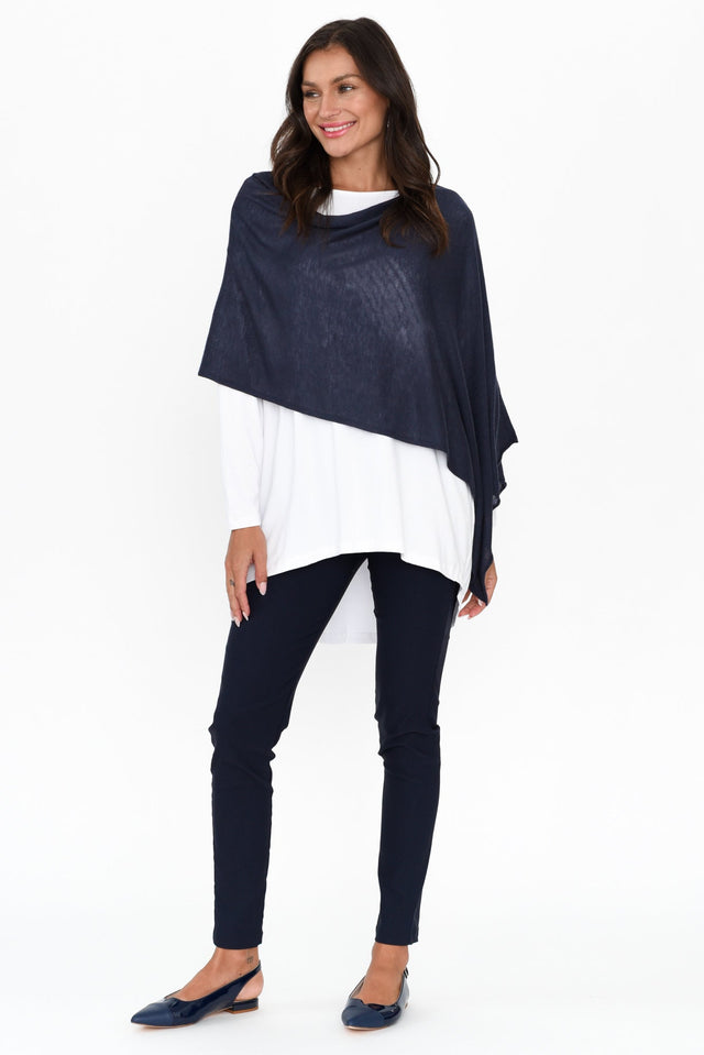 Carrie Navy Cashmere Bamboo Poncho image 2