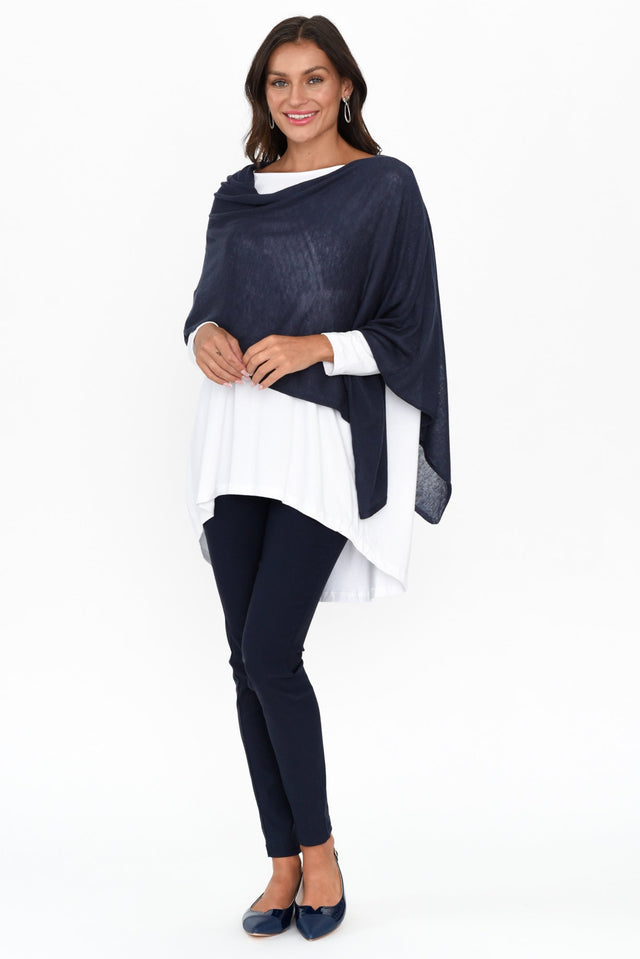 Carrie Navy Cashmere Bamboo Poncho image 6