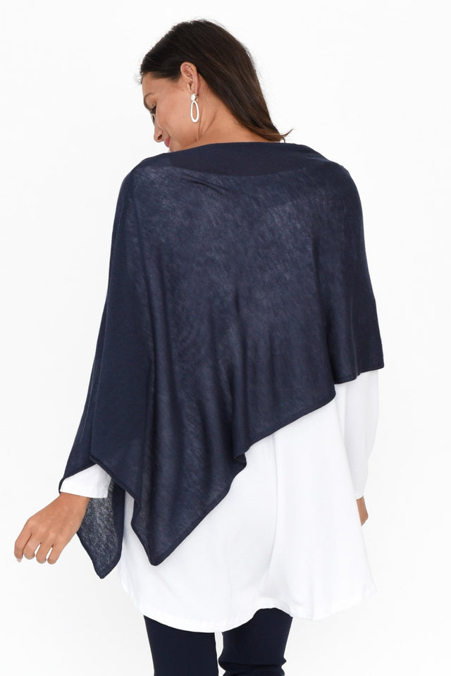 Carrie Navy Cashmere Bamboo Poncho image 4