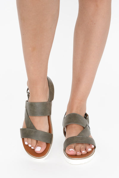 Carrise Khaki Crossover Sandal