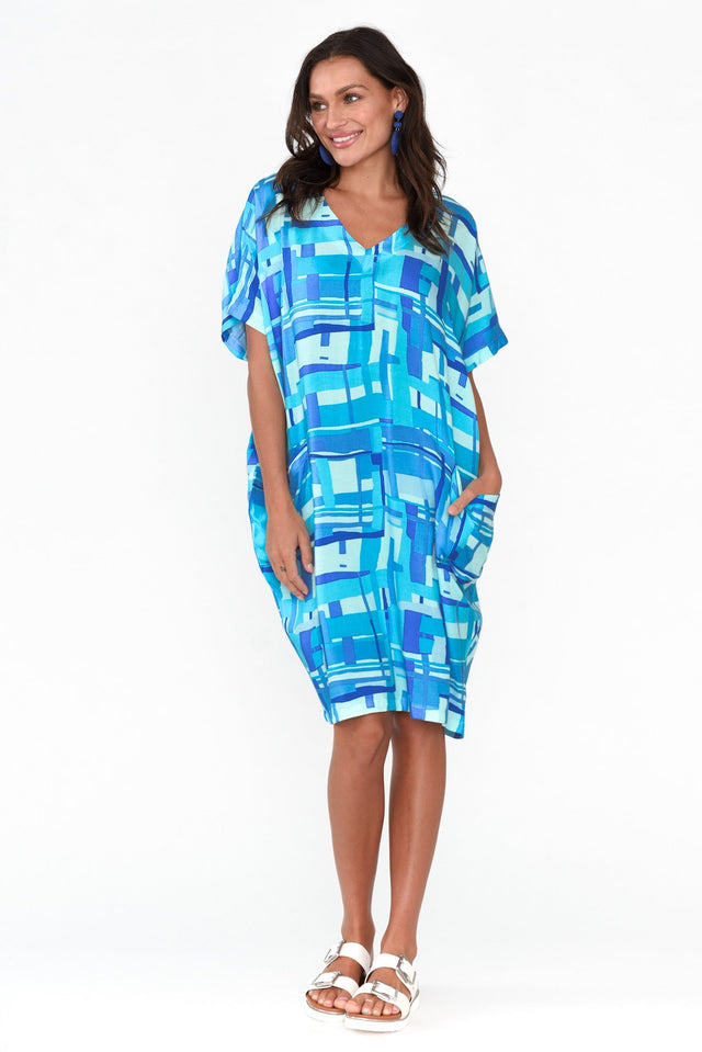 Cassia Blue Geo Drape Dress image 3