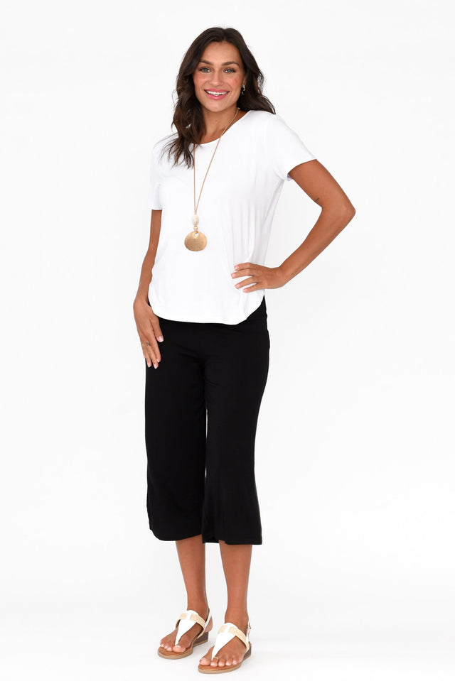 Cassie Black Bamboo Cropped Pants